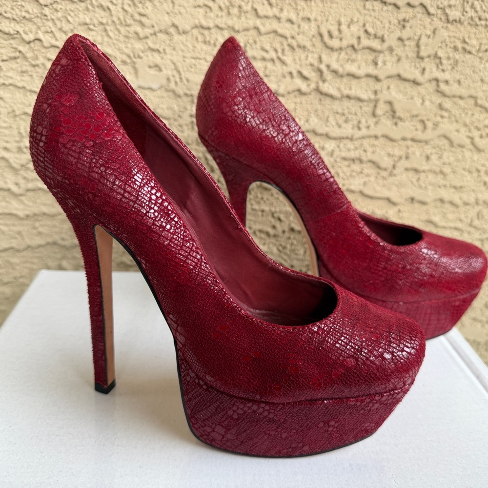 Alice & Olivia Elegant Red Platform Heels